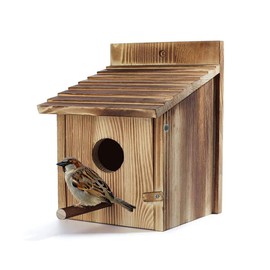 Lotvic Bird House, 15x15x22 Large Wooden Bird Box, Outdoor Hanging Birdhouse for Small Wild Birds, Robin Bird Houses for Garden, Bird Nesting Box for Mockingbirds, Hummingbirds, Parrots, Blue Tits