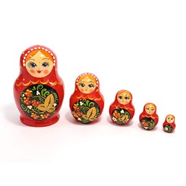 Semyonov Matryoshka 5 Piece Headband "Khokhroma" (RED) [Made in Russia]