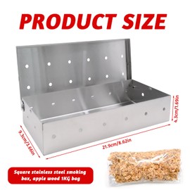 JJYHEHOT BBQ Räucherbox Set, Smokerbox aus Rostfreiem Edelstahl, Räucherbox inkl. Apfel Räucherchips - Smokergrill-Flair für Fleisch, Fisch & Gemüse für Gasgrill Elektrogrill oder Holzkohlegrill