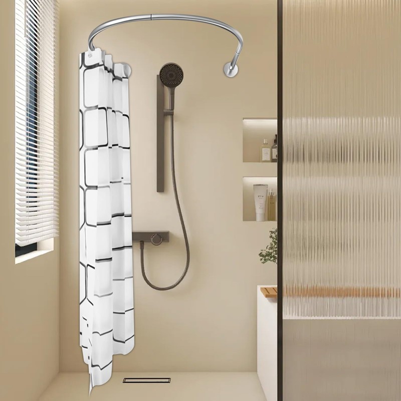 U Shaped Shower Curtain Rod Adjustable Stainless Steel U Shape