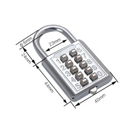 Combination Lock, Blue Zinc Alloy 10 Digit Push Button Security Padlock Without Key for Locker/Drawer/Cabinet Door