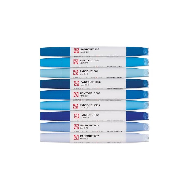 Talens Pantone Marker Set of 9 Blue Dual Tip Pen