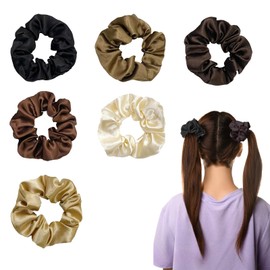 Lxtness Hair Bobbles Silk Scrunchies Satin Hair Bobbles Elastic Hair Bobbles for Women and Girls (6 Colours)