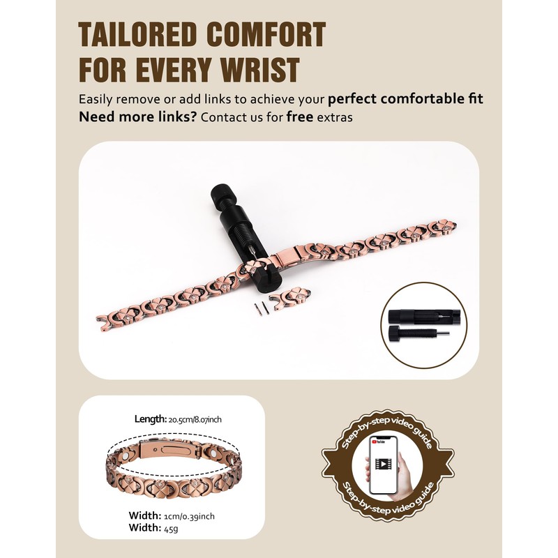 Jecanori Magnetic Copper Bracelet for Women — 3500 Gauss Magnets
