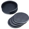 Classic Black Leather Round Coaster Set