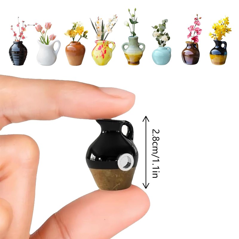 LCUHAVA Pack of 8 Mini Ceramic Vase Magnets Fridge 3D