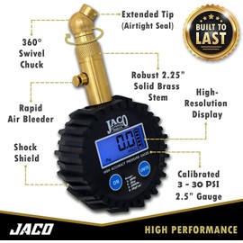 JACO Elite Digital Low Pressure Tire Gauge - 30 PSI