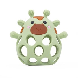 Baby-Beißring, Beißspielzeug, Giraffen-Beißring aus Lebensmittelechtem Silikon, Leicht zu Greifen und zu Reinigen, Baby-Griffball für 4-12 Monate Alte Babys (Grün)