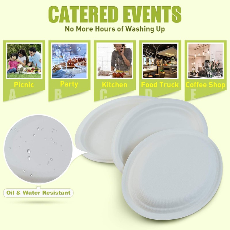 Green Earth, 10-Inch, 125-Count, Compostable Plates, Natural Bagasse (Sugarcane Fiber),