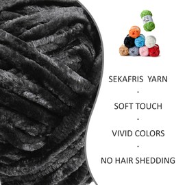 3 Pack Plush Chenille Chunky Yarn - Fluffy Velvet Yarn Crochet for Blanket Knitting and Crocheting - Soft Baby Yarn for Crocheting - Amigurumi Crochet Yarn 100g (87yds) (3 Carbon Grey)