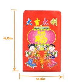 Feng Shui 100PCS Chinese Traditional Red Envelopes Hong Bao New Year's Red Bag Lucky Money Bag Blessing Package Auspiciousness and Wealth