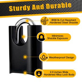 DELSWIN 4-Digit Combination Lock Outdoor Padlock - Heavy Duty Locker Lock with Hardened Steel Shackle, Waterproof Combo Lock for Gym Locker, Hasp Storage, Shed, Fence, Gate (Obsidian Black,1Pcs)
