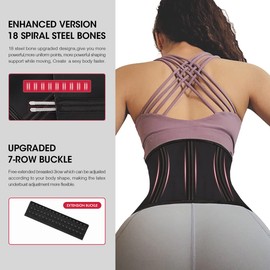 KIMIKAL Women Waist Trainer Corset Belt: Under Clothes Sport Tummy Control Long Torso Shapewear Black