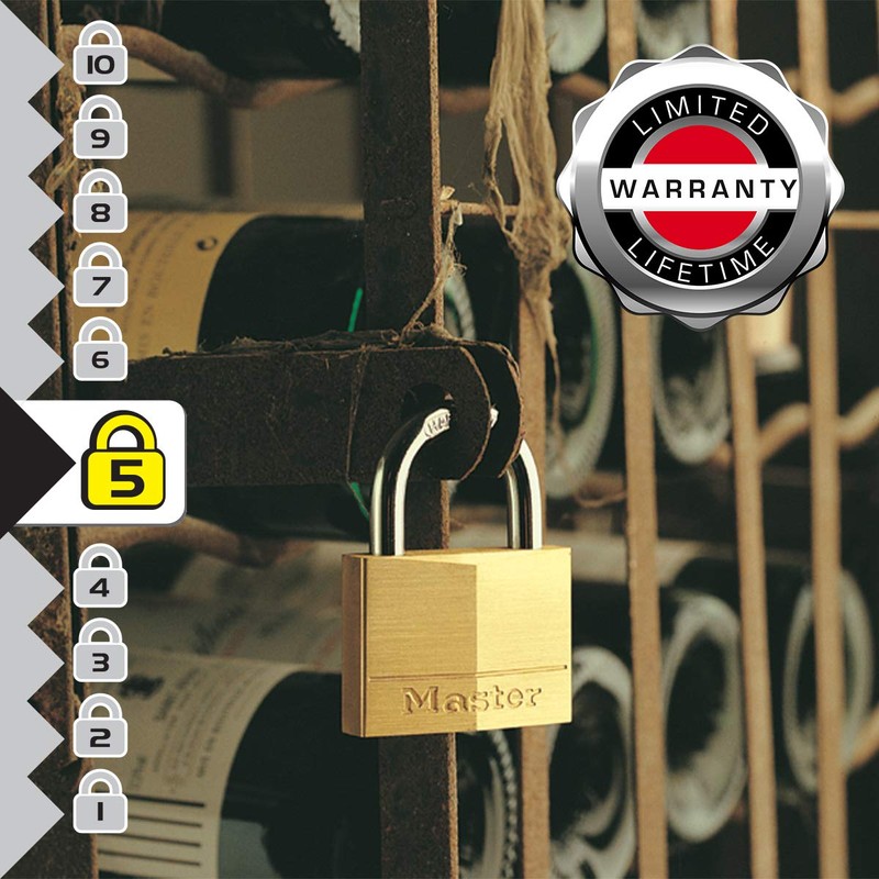 Master Lock 140EURT Pack of 2 Key Padlocks with Brass