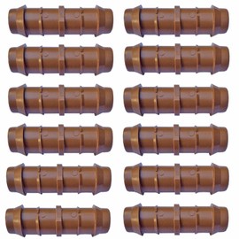 Habitech 1/2" Coupling Drip Irrigation Fittings (12 Pack) - Barbed Drip Line Coupler Connectors compatible with Rain Bird and Most 1/2" Tubing or Sprinkler Systems