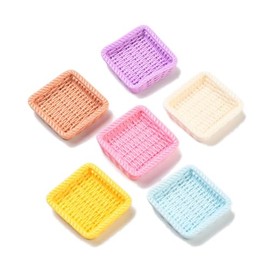 LiQunSweet 100 pcs Mixed Colors Basket Theme Resin Cabochons Cute Rattan Woven Flatback Charms for DIY Jewelry Embellishment Craft Phone Bag Shoes