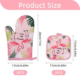 2Pcs Flamingo Pot Holders, 2Pcs Flamingo Pot Holders, Cooking Gloves, Baking Gloves, Pot Holders And Oven Mitts, Flamingo Gifts