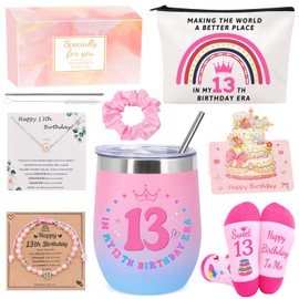 MOTONG Gifts for 13 Year Olds Girls, Happy Birthday Gift for 13 Presents for 13 Year Old Girl Socks Pearl Necklace Bracelet for Teen Girls Daughter Niece Sisters Classmates