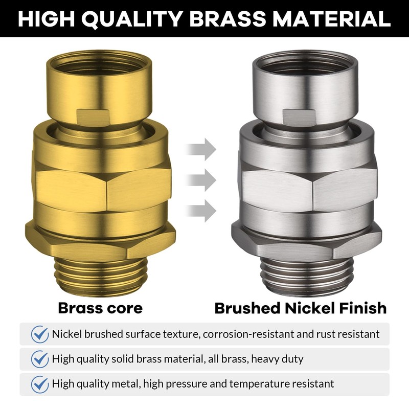 Shower Head Swivel Ball Adapter, Shower Connector Ball Joint, Solid
