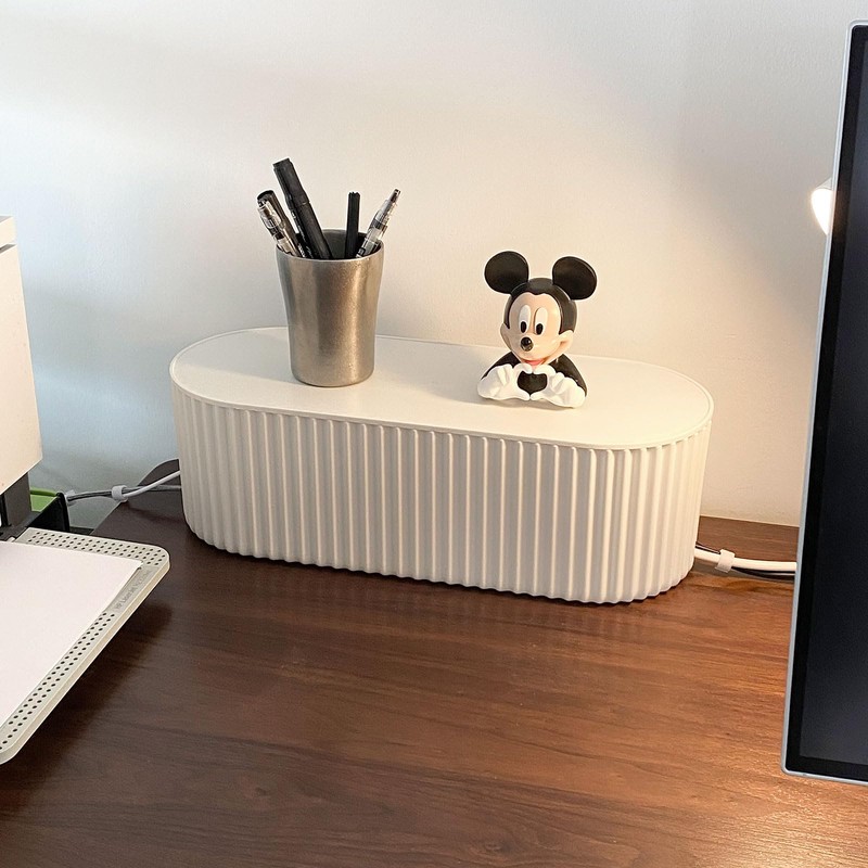 Nineween White Cable Management Box, Plastic Cable Box Organizer with