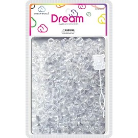 Dream World Hair Beads Round 12 MM Clear Color 200 Piece Pack