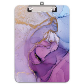 Hnogri Plastic Clipboard A4, Fashion Design A4 Letter Size Clipboards & Forms Holders for Office Supplies Lawyers,School Students and Kids, Low Profile Clip Cute Clipboard Folder, Purple Marble