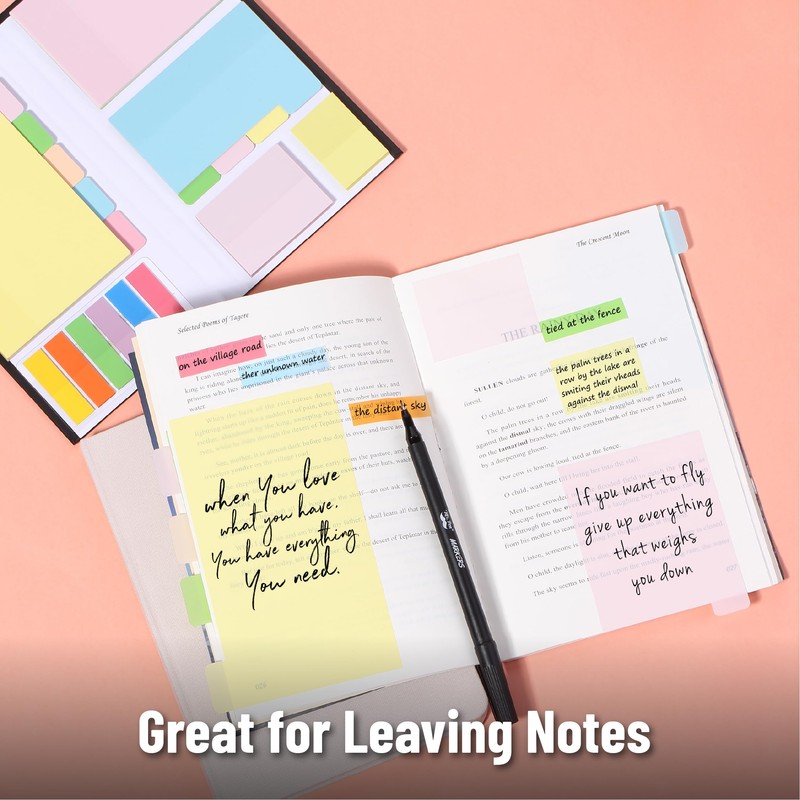 Mr. Pen- Sticky Note Set, 380 Pack, Pastel Colors, Transparent