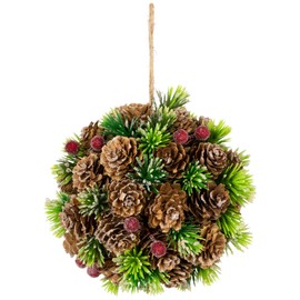 Northlight Frosted Pinecones, Berries and Pine Sprigs Christmas Ball Ornament - 5"