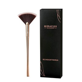 Brocha de maquillaje Kabuki perfecta para base, resaltador, crema de rubor y polvo impecable, pulido (brocha de abanico dorado)