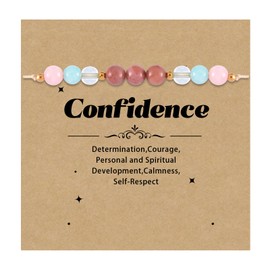 Haoze Inspirational Gifts Bracelet for Women Healing Natural Stone Bracelets Anxierty Hope Protection Moonstone Bracelet Good Luck Jewelry Gift (Confidence)