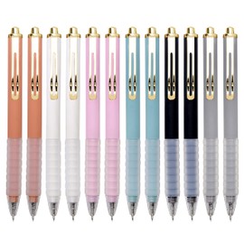 Linbsunne Ballpoint Pens Medium Point 1mm Black Ink Work Pen with Super Soft Grip Ball Point Pen for Men Women Retractable Office Pens (Gold Clip-12 count)