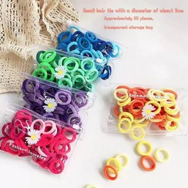 Elastic Hair Bands, 50-Pack, Soft Cotton Ponytail Holders, Mixed Pastel Colours with Daisy Accent (style5)