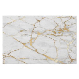 PVC Placemats Set of 4 White Gold Marble Wipeable Table Mats Washable Heat Resistant Non Slip Vinyl Dining Table Mat for Kithen Indoor Outdoor Patio Farmhouse Place Mats Decorative