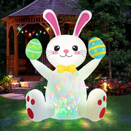 Gardentime Easter Bunny Inflatable Outdoor Decorations 4 FT Easter Egg Rabbit Lighted Cute Blow Up Inflatable Decor Indoor Outdoor Yard Garden Lawn Party Patio Decoration