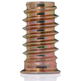 YoiYee Wood Furniture M8 x 30 mm Threaded Insert Nuts Interface Hex Socket Drive Zinc Yellow Passivated - 12 Pack