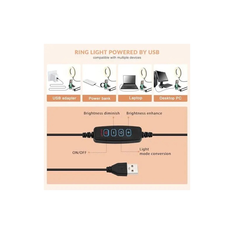 Soporte Superior Teléfono Con Luz Flexible Trípode De Vídeo