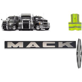 KOZAK Plastic Hood Emblem Name Plate Front Mack Logo Chrome Plus 2x22 Windshield Wipers and Kozak Reflective Vest