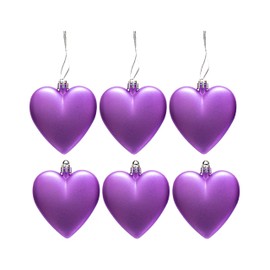 6pc Large Heart Xmas Baubles (Matte) - Great Christmas Tree Decorations, Heart Baubles (Lilac)