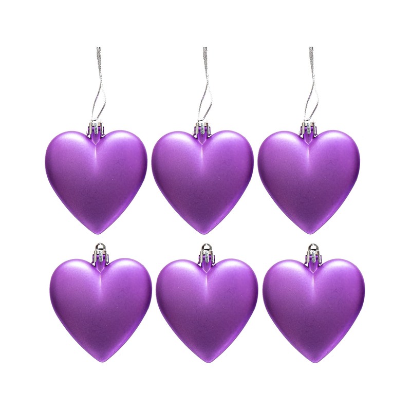 6pc Large Heart Xmas Baubles (Matte) - Great Christmas Tree