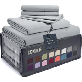 BELADOR Silky Soft Twin XL Sheet Set - Luxury Bed Sheets for Twin XL Size Bed, Secure-Fit Deep Pocket Sheets with Elastic, Breathable Hotel Sheets and Pillowcase Set, Wrinkle Free Oeko-Tex Sheets