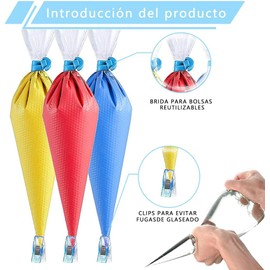122 Piezas kit de reposteria, Manga Pastelera Incluye 100 manga pasteleras desechables, correa para mangas pasteleras, aguja desaireadoras para fondant y clip de sellado
