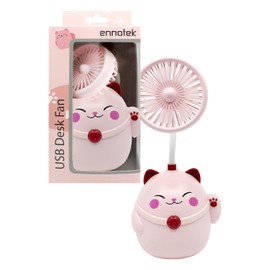 Ennotek Cute Animal Table Top Pink Fan USB-C, Fun Office Desk Accessories, Desk Fans Small Quiet Electric Plug In, Small Plug In Fan, Table Fans, Cubical Accessories for Work (Pink Cat)