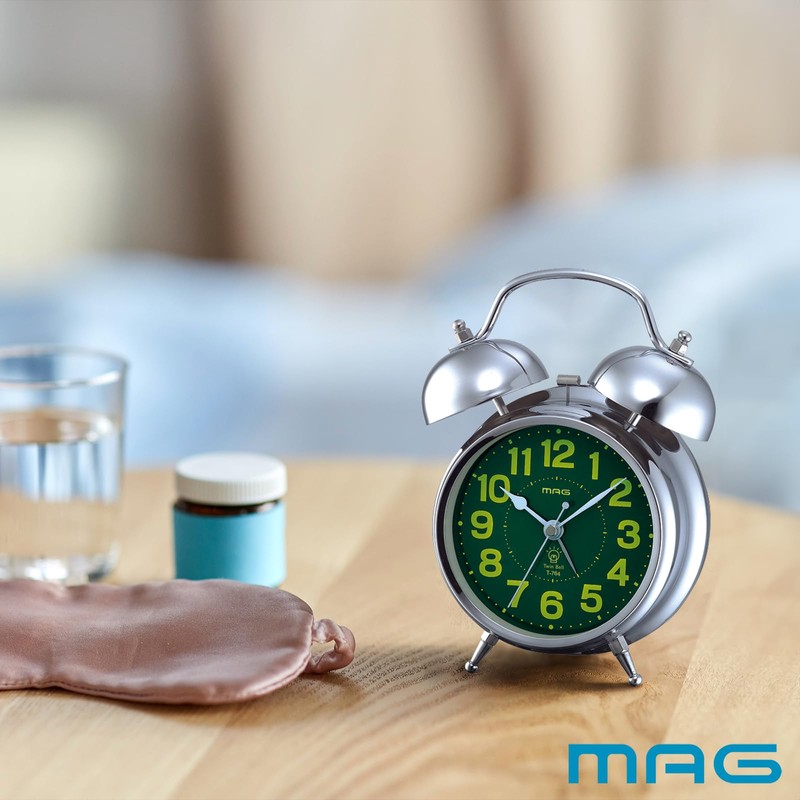 MAG Alarm Clock, Loud Volume Twin Bell, Analog, Easy to