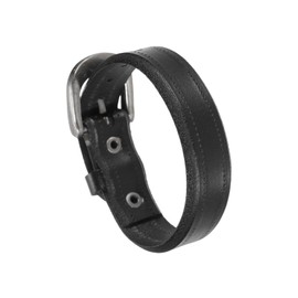 sourcing map Plain Leather Bracelets Buckle Bangle Leather Snap Bracelets Adjustable Blank Wrist Cuffs DIY Craft Wristbands for Men Women Jewelry Making, Black