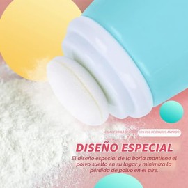SOLUSTRE Caja de soplo de polvo de bebé de oso de dibujos animados, 3.93 x 2.75 x 2.75 pulgadas, contenedor de talco recargable con gran capacidad y f