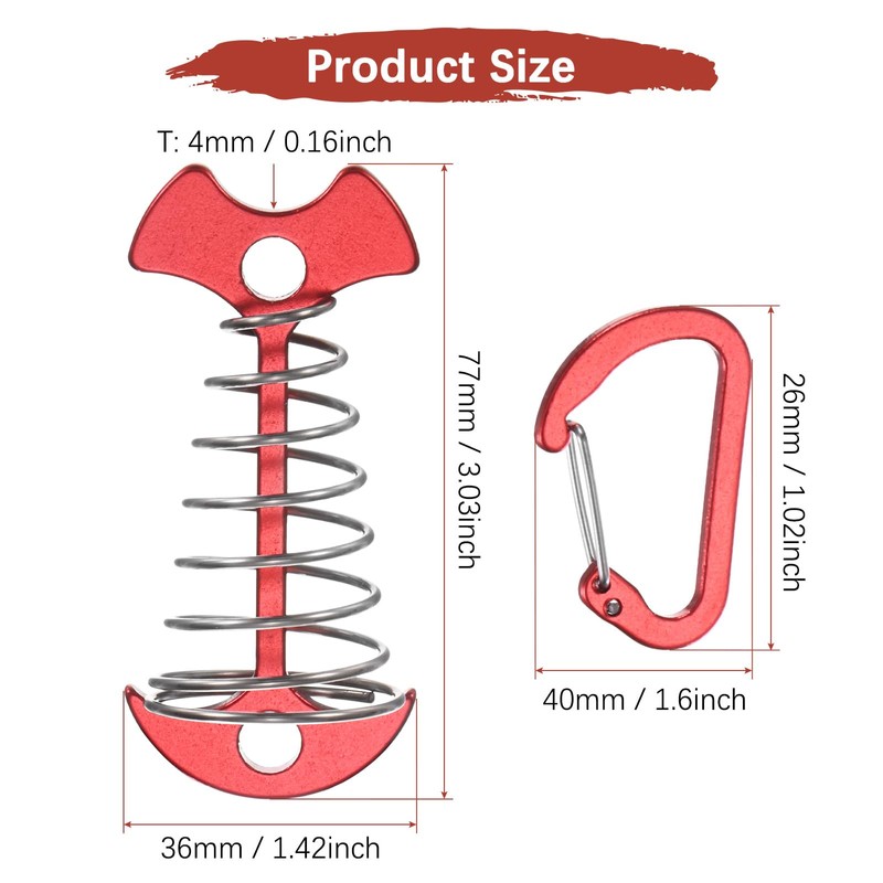 TIXIPEM Fishbone Deck Anchor Pegs with Buckles [10PCS] - Aluminium