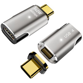 MUXER USB C Magnet Adapter, 40Gbps USB4 High Speed Data Transfer, 140W PD Rapid Charge, 4K 120Hz / 8K 60Hz HD Video Signal Transmission, USB4.0 Type-C Magnet Male Female Converter, Supports USB-C