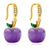 Natural Amethyst Apple Earrings, Purple Crystal Apple Fruit Statement Earring