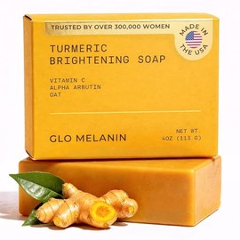 Glo Melanin Organic Turmeric Soap for Dark Spots, Soap for Face, All Natural Face Wash