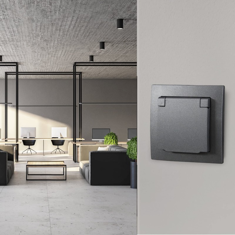 Flush-Mounted Socket IP44, All-in-One, Series ET-1 Anthracite
